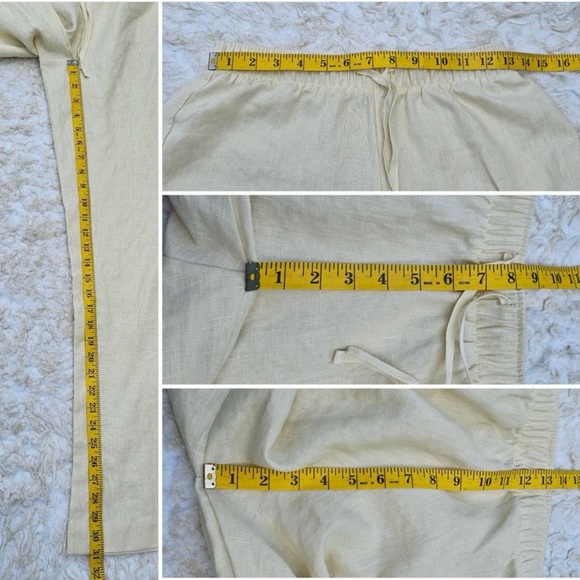 S Pants Anna Lane Cream Off White Linen Drawstring EUC - Picture 6 of 8
